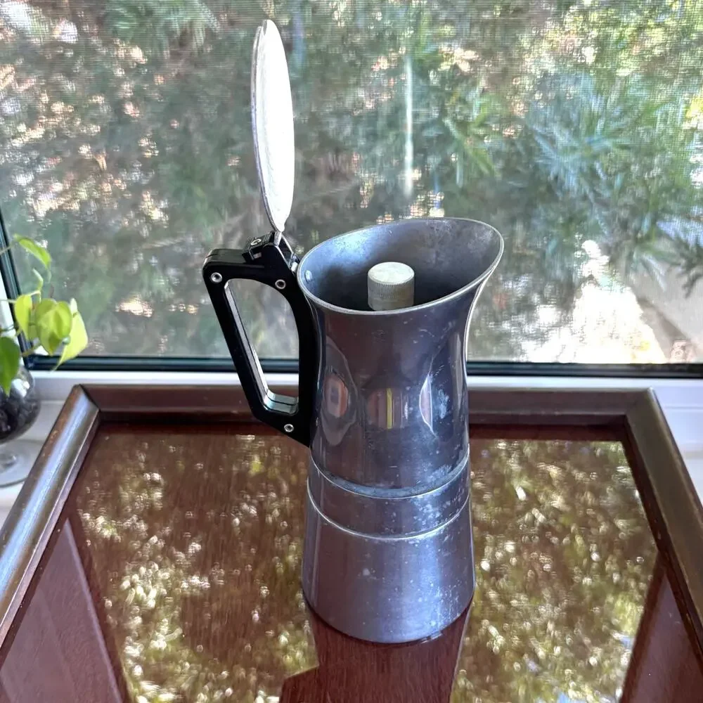 Vintage 1960s Aluminum Stovetop Espresso Coffee Maker, Moka Pot